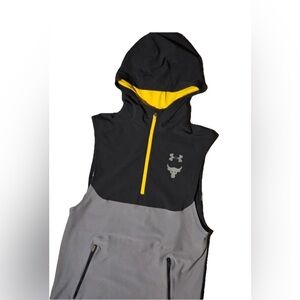 Under Armour Project Rock Sleeveless Hoodie Mens Small HeatGear 1/4 Zip Gym
